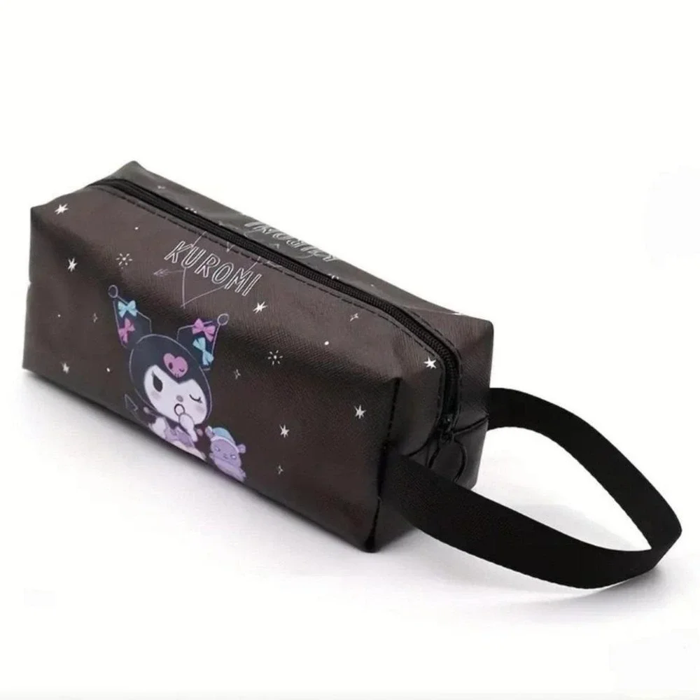 Faux leather black kuromi zipper bag